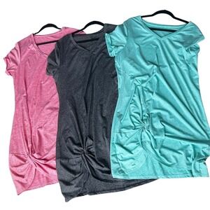 Lot of 3 Womens Short Sleeve V-Neck Front Knot T-Shirt Dresses XL